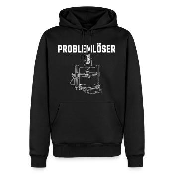 Problemlöser 3D-Drucker – Maker Statement Design - Männer Premium Bio Hoodie - Schwarz - Vorne - Nico (187cm)
