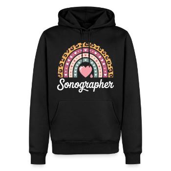 Heart Rainbow Sonography Motif - Men’s Premium Organic Hoodie - black - Front - Nico (187cm)