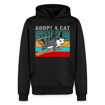 Vintage Opossum Shirt - Retro Adopt A Cat - Men’s Premium Organic Hoodie - black - Front - Nico (187cm)