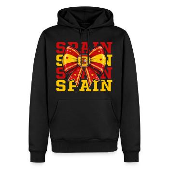 Spaniens Flaggenbogen | Koketter spanischer Stil - Männer Premium Bio Hoodie - Schwarz - Vorne - Nico (187cm)