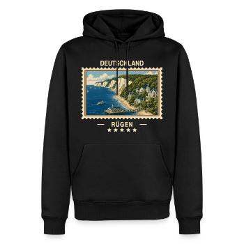Deutschland Rügen Vintage Reisemarke - Männer Premium Bio Hoodie - Schwarz - Vorne - Nico (187cm)