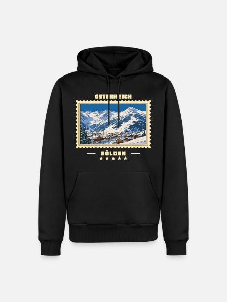 Österreich Sölden Winter Vintage Reisemarke - Männer Premium Bio Hoodie - Schwarz