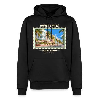 Vereinigte Staaten Miami Beach Vintage Reisemarke - Männer Premium Bio Hoodie - Schwarz - Vorne - Nico (187cm)