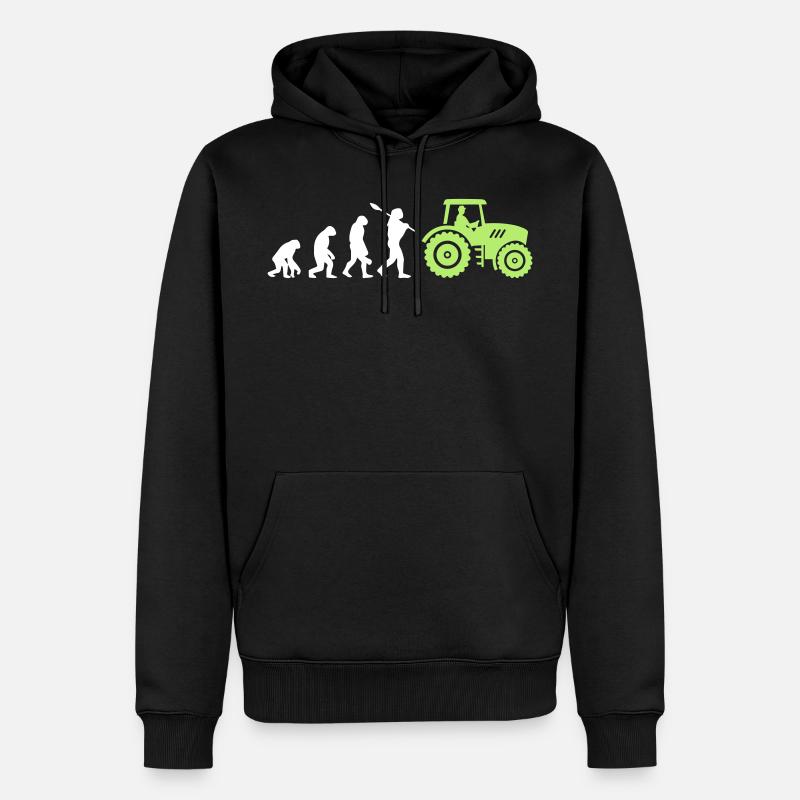 Evolution Farmer and Tractor - Men’s Premium Organic Hoodie - black