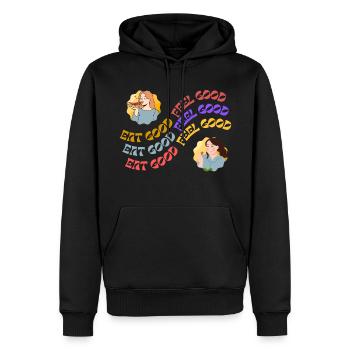 ESSEN SIE GUT, FÜHLEN SIE SICH GUT - Männer Premium Bio Hoodie - Schwarz - Vorne - Nico (187cm)