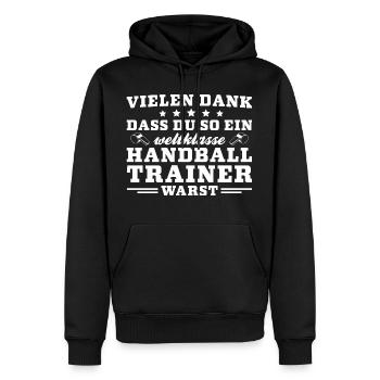 Handballtrainer Abschied Bester Trainer Geschenk - Männer Premium Bio Hoodie - Schwarz - Vorne - Nico (187cm)