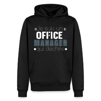 Office Manager Qui Déchire Cadeau - Sweat à capuche Premium bio Homme - noir - Devant - Nico (187cm)