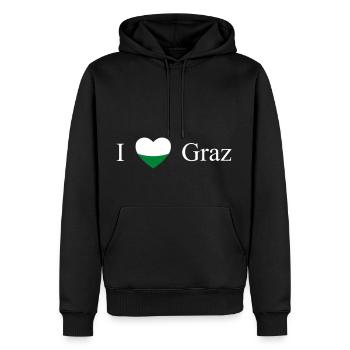 Styrie Cœur Graz blanc - Sweat à capuche Premium bio Homme - noir - Devant - Nico (187cm)