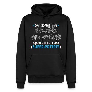 Il linguaggio dei segni - Men’s Premium Organic Hoodie - black - Front - Nico (187cm)