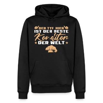 Zuckerbäcker Bester Konditor Geschenkidee - Männer Premium Bio Hoodie - Schwarz - Vorne - Nico (187cm)