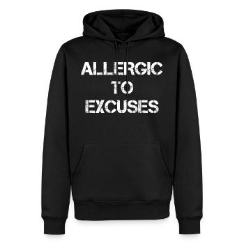 Allergique aux excuses - Sweat à capuche Premium bio Homme - noir - Devant - Nico (187cm)