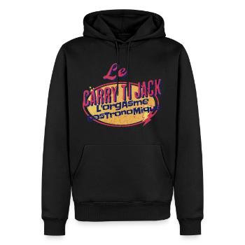 Le Carry Ti Jack L'orgasme Gastronomique !!!! - Sweat à capuche Premium bio Homme - noir - Devant - Nico (187cm)