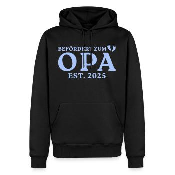 Schwangerschaft verkünden 2025 Werdender Opa - Männer Premium Bio Hoodie - Schwarz - Vorne - Nico (187cm)