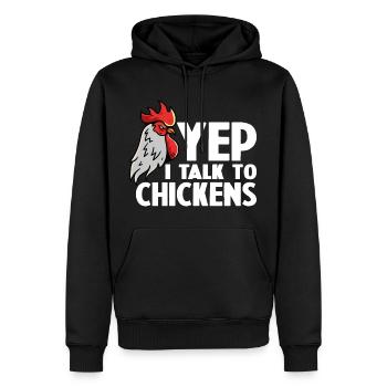 Funny Chicken For Men Women Crazy Chicken Farmer - Sweat à capuche Premium bio Homme - noir - Devant - Nico (187cm)