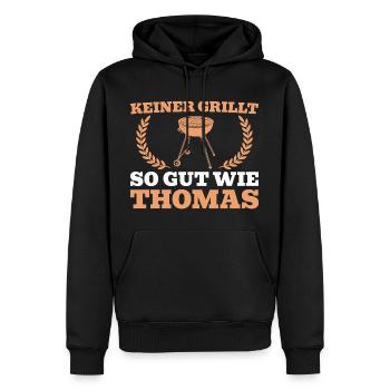 Keiner grillt so gut wie Thomas - Männer Premium Bio Hoodie - Schwarz - Vorne - Nico (187cm)