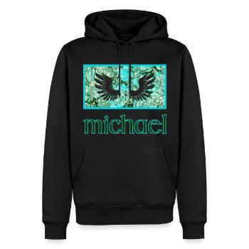 michael e 248 - Männer Premium Bio Hoodie - Schwarz - Vorne - Nico (187cm)