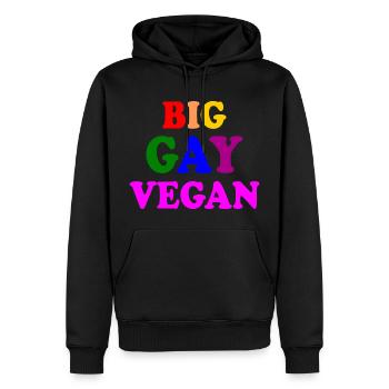 Big gay vegan - Sweat à capuche Premium bio Homme - noir - Devant - Nico (187cm)