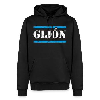 Gijón - Sweat à capuche Premium bio Homme - noir - Devant - Nico (187cm)