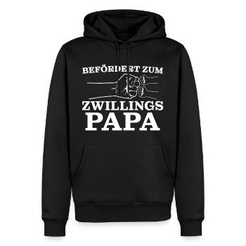 Zwillinge Befördert zum Zwillingspapa - Männer Premium Bio Hoodie - Schwarz - Vorne - Nico (187cm)