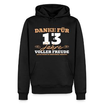 13. Hochzeitstag Mann Veilchenhochzeit - Männer Premium Bio Hoodie - Schwarz - Vorne - Nico (187cm)