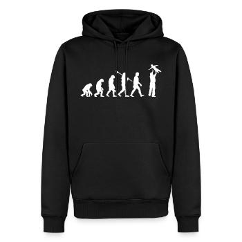 Evolution of the Monkey To Dad - Men’s Premium Organic Hoodie - black - Front - Nico (187cm)
