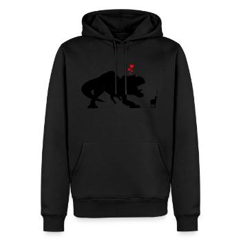 Verliebter T-Rex - Männer Premium Bio Hoodie - Schwarz - Vorne - Nico (187cm)
