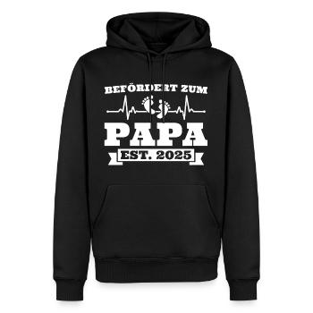 Werdender Vater 2025 Frischgebackener Papa - Männer Premium Bio Hoodie - Schwarz - Vorne - Nico (187cm)