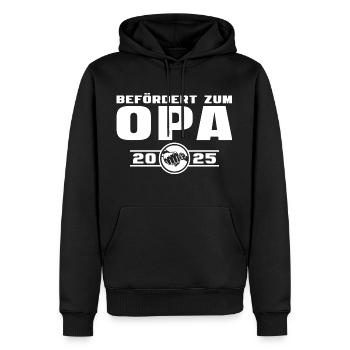 Befördert zum Opa 2025 Babyparty - Männer Premium Bio Hoodie - Schwarz - Vorne - Nico (187cm)