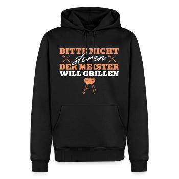 Grill Barbecue Der Meister will Grillen - Männer Premium Bio Hoodie - Schwarz - Vorne - Nico (187cm)