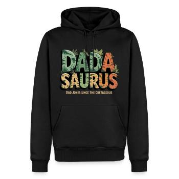 Dinosaure Papa Saurus Cadeau Papa - Sweat à capuche Premium bio Homme - noir - Devant - Nico (187cm)