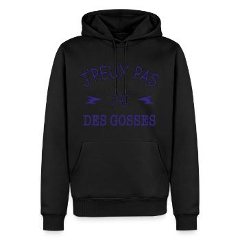 J'peux pas j'ai des gosses - Sweat à capuche Premium bio Homme - noir - Devant - Nico (187cm)