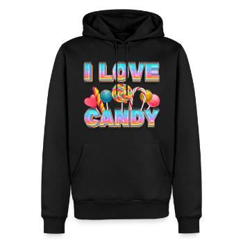 J’aime Candy Sweets Candy Lollipop - Sweat à capuche Premium bio Homme - noir - Devant - Nico (187cm)