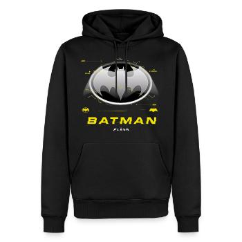 The Flash Old School Classic Batman Logo In Grey - Men’s Premium Organic Hoodie - black - Front - Nico (187cm)
