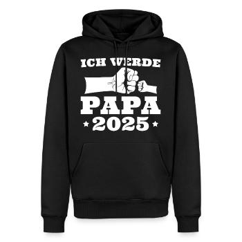 Ich werde Papa 2025 Werdender Vater - Männer Premium Bio Hoodie - Schwarz - Vorne - Nico (187cm)