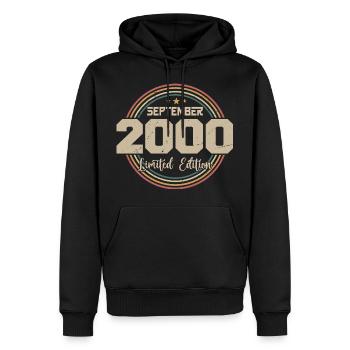 September Birthday Gift 2000 - Men’s Premium Organic Hoodie - black - Front - Nico (187cm)