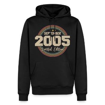 September 2005 Geburtstagsgeschenk 2005 - Männer Premium Bio Hoodie - Schwarz - Vorne - Nico (187cm)