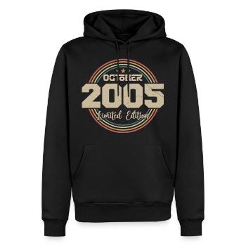 Né en octobre 2005 Retro Anniversaire Octobre 2005 - Sweat à capuche Premium bio Homme - noir - Devant - Nico (187cm)