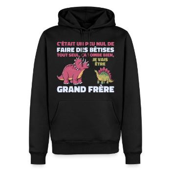 Zukunft Big Brother Dinosaurier Big Brother Geschenk - Männer Premium Bio Hoodie - Schwarz - Vorne - Nico (187cm)