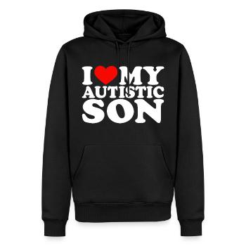 I Love My Autistic Son I Red Heart My Son - Männer Premium Bio Hoodie - Schwarz - Vorne - Nico (187cm)