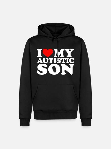 I Love My Autistic Son I Red Heart My Son - Mannen Premium Bio hoodie - zwart