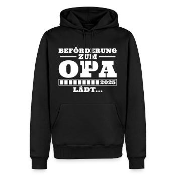 Beförderung zum Opa 2025 lädt - Männer Premium Bio Hoodie - Schwarz - Vorne - Nico (187cm)