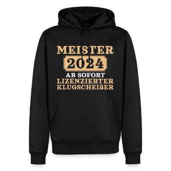 Fortbildung bestanden 2024 Meister - Männer Premium Bio Hoodie - Schwarz - Vorne - Nico (187cm)