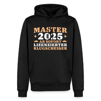 Masterprüfung bestanden Abschluss 2025 - Männer Premium Bio Hoodie - Schwarz - Vorne - Nico (187cm)