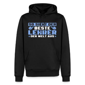 Bester Lehrer der Welt Lehrkraft - Männer Premium Bio Hoodie - Schwarz - Vorne - Nico (187cm)
