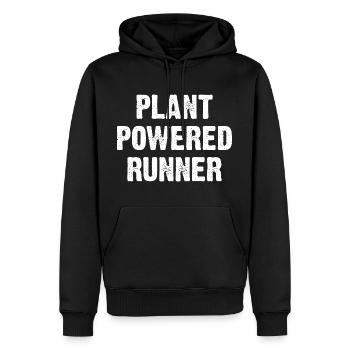 Coureur à propulsion végétale, marathon végétalien - Sweat à capuche Premium bio Homme - noir - Devant - Nico (187cm)