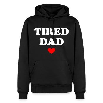Tired Dad - Männer Premium Bio Hoodie - Schwarz - Vorne - Nico (187cm)