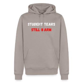 Student tears still warm - Männer Premium Bio Hoodie - Taupe - Vorne - Nico (187cm)