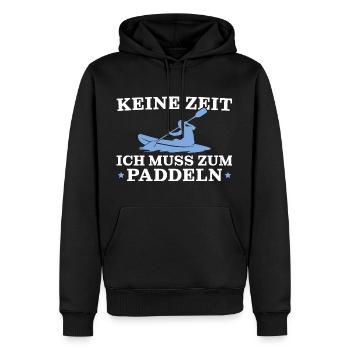 Kajak Keine Zeit ich muss zum Paddeln - Männer Premium Bio Hoodie - Schwarz - Vorne - Nico (187cm)