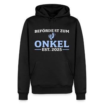 Onkel 2025 Babyparty - Männer Premium Bio Hoodie - Schwarz - Vorne - Nico (187cm)