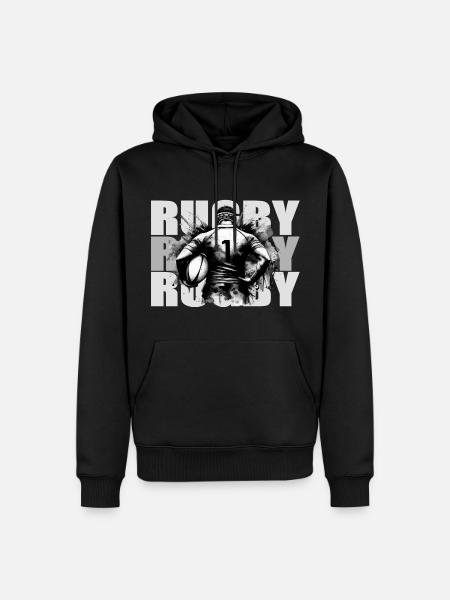 Rugby - Sweat à capuche Premium bio Homme - noir